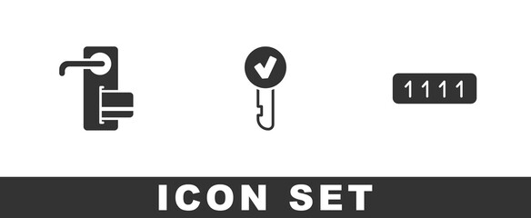 Set Digital door lock, Key and Password protection icon. Vector.