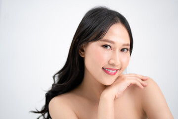 Portraits of beautiful Asian women with clean and fresh skin. Concept of beauty and spa.