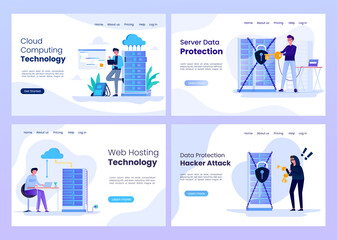 cloud computing, web hosting, online database security, cloud storage data center illustration concept, use for web banners, landing pages, posters