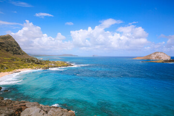 Fototapeta na wymiar Makapuu Windward Coast Oahu Hawaii Coastal Sea Nature Ocean Landscape Travel