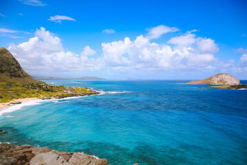 Fototapeta na wymiar Makapuu Windward Coast Oahu Hawaii Coastal Sea Nature Ocean Landscape Travel