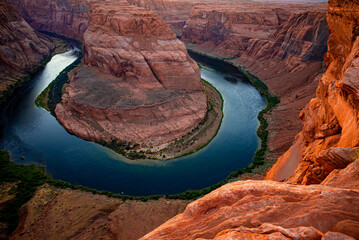 Canyon in Glen Canyon National Recreation Area. Horseshoe Bend and Colorado river. Adventure place.