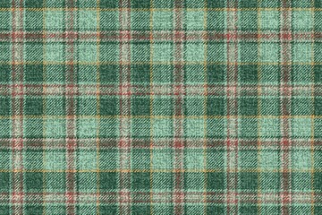 light and dark green checkered gingham seamless old ragged grungy fabric texture, brown and soft pink stripes and yellow threads for plaid tablecloths shirts tartan clothes dresses bedding blankets - 419799947