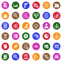 Business And Enterprise Icons. White Flat Design In Circle. Vector Illustration.