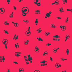 Set User of man in business suit, Create account screen, Magnifying glass for search and on seamless pattern. Vector.