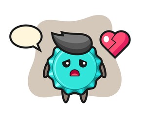 bottle cap cartoon illustration is broken heart