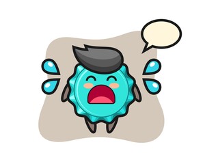 Obraz premium bottle cap cartoon illustration with crying gesture