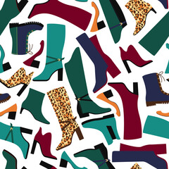 boots and shoes make up a seamless pattern