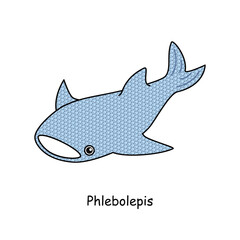 古代魚 フレボレピス ジンベイザメに似た姿のアゴがない魚 イラスト ベクター	
