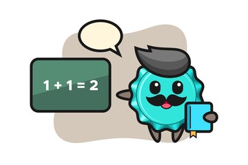 Illustration of bottle cap character as a teacher