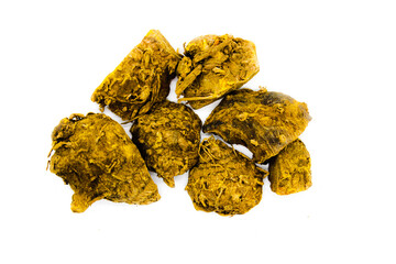 dried turmeric isolated on the white background