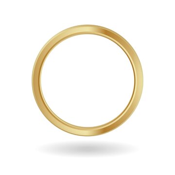 Gold ring frame. Yellow ornament metal banner with luxury round shape for image.