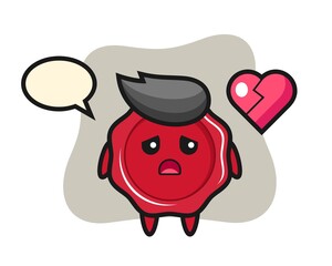 Sealing wax cartoon illustration is broken heart