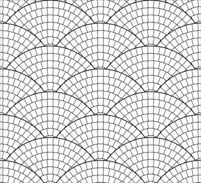 Cobble stone circle pavement. Geometric outdoor paving stone tiles. Architectural vector texture background.	