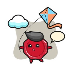 Sealing wax mascot illustration is playing kite