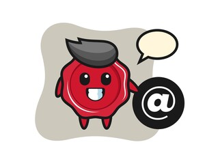 Cartoon illustration of sealing wax standing beside the At symbol
