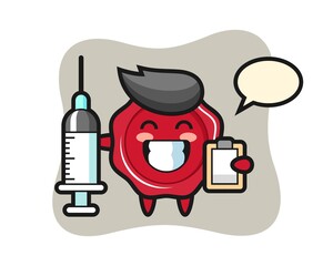 Mascot illustration of sealing wax as a doctor