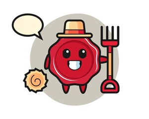 Mascot character of sealing wax as a farmer