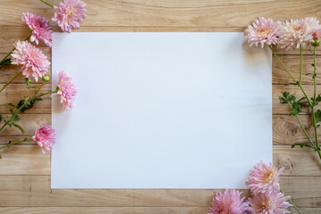 Easter or string concept in Vintage Style. Flowers with empty paper sheet with text space
