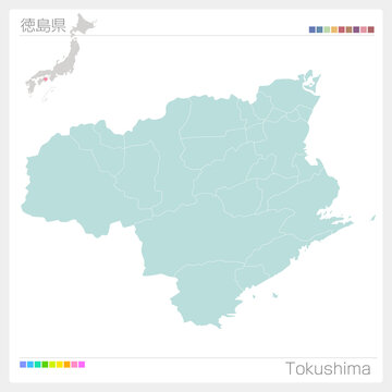 徳島県の地図・Tokushima（市町村・区分け）
