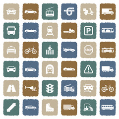 City Transport Icons. Grunge Color Flat Design. Vector Illustration.