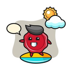 Illustration of sealing wax cartoon do surfing on the beach