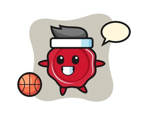 Illustration of sealing wax cartoon is playing basketball