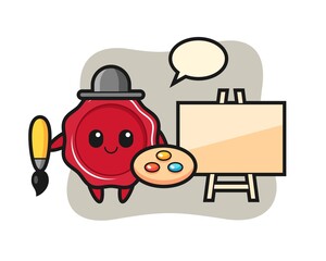 Illustration of sealing wax mascot as a painter