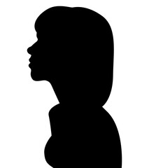 Black color silhouette of people profile picture on white background. Vector illustration. Unknown person.	