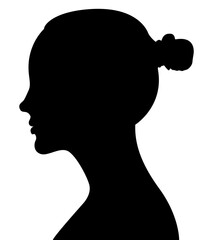 Black color silhouette of people profile picture on white background. Vector illustration. Unknown person.	