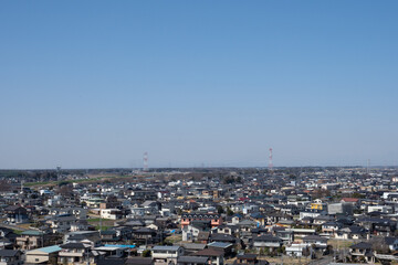 豊田城から臨む常総市の街並み