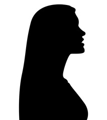 Black color silhouette of people profile picture on white background. Vector illustration. Unknown person.	