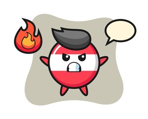 Austria flag badge character cartoon with angry gesture