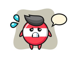 Austria flag badge mascot character with afraid gesture