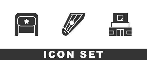 Set Ushanka, Kankles and Mausoleum of Lenin icon. Vector.