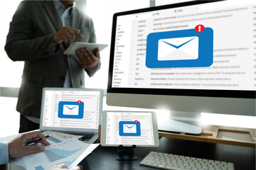 Mail Communication Connection message to mailing contacts phone Global Letters Concept