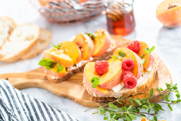 Peach ricotta toast
