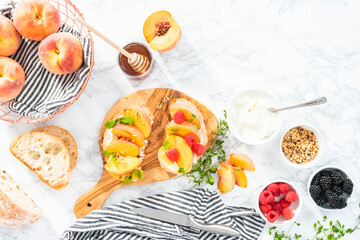 Peach ricotta toast