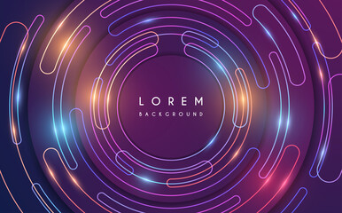 Abstract neon light circle lines background
