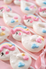 Unicorn meringue pops