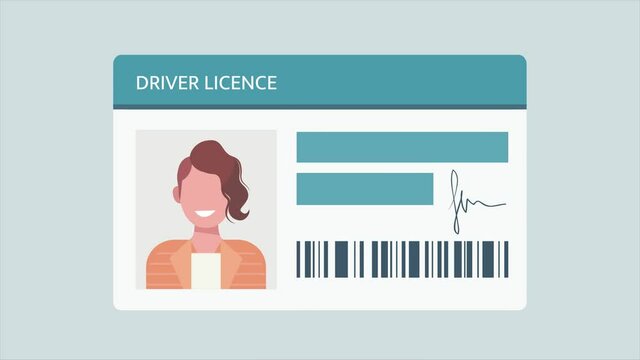 Driving license women animated illustration for ads and promos. Drivers document