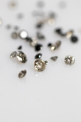 Natural Salt and Pepper Diamonds. Brilliant Cut Gemstones. Faceted