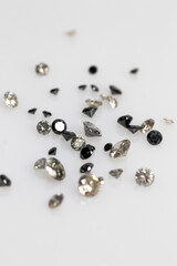 Obraz na płótnie Canvas Natural Salt and Pepper Diamonds. Brilliant Cut Gemstones. Faceted