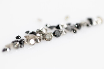 Natural Salt and Pepper Diamonds. Brilliant Cut Gemstones. Faceted