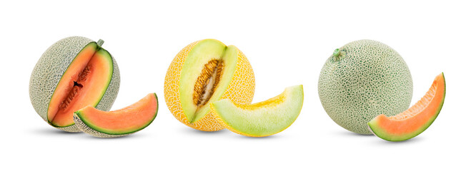 cantaloupe melon isolated on white