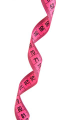 Pink tape measure roll isolated on the white background