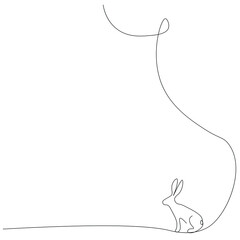 Rabbit animal silhouette line drawing, vector illustration