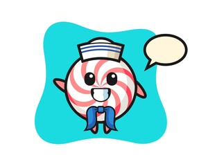 Character mascot of candy as a sailor man