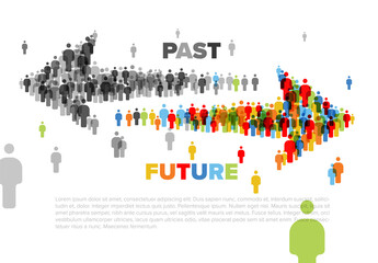 Future and Past arrow directions made from people icons