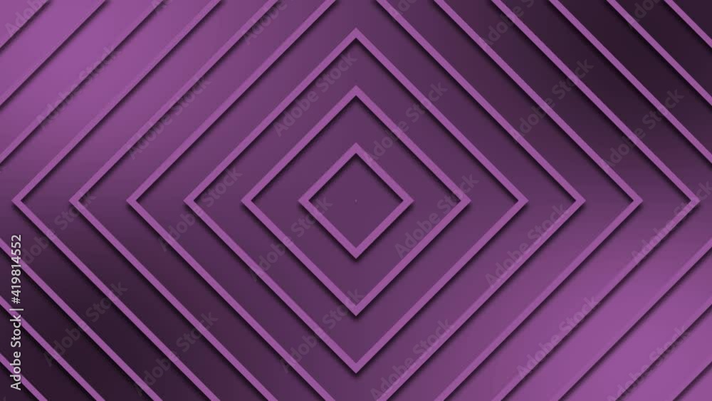 Poster abstract tunnel movement of square graphic elements - lines of the shape and background in purple co
